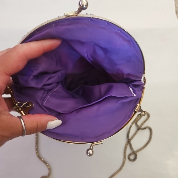 Vintage Sequin And Beaded Purple Small Evening Bag - Picture 7 of 12